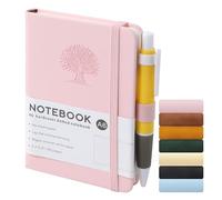 ztowoto A6 Tree Hardcover Notebook A5, Small Lined Thick Leather Notebook 192 Pages,5.7x3.9”A5 Journal with Pen Loop Ideal for Study,Office,Writing,Travel Records(Pink)