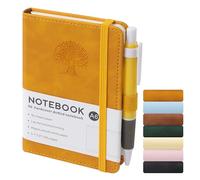 ztowoto A6 Tree Hardcover Notebook A5, Small Lined Thick Leather Notebook 192 Pages,5.7x3.9”A5 Journal with Pen Loop Ideal for Study,Office,Writing,Travel Records(Yellow)