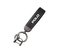 ztpato Car Key Rings,For VW POLO Leather Vehicles Auto Keyring Key Ring Fob Holder Rotatable Swivel scratch-proof Lanyard Keyring,Black