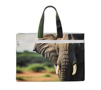 ZTPOWQA African Elephant Print Foldable Canvas Tote File Bag Document Office Travel Business Meetings Storage Bags
