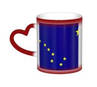 ZTPOWQA Alaska State Flag Print Starry Sky Color-Changing Heat-Sensitive Ceramic Mug Coffee Anniversary Holiday