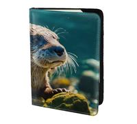 ZTPOWQA Animal Cute Brown Otters Print Men Women Passport Travel Document Stylish Secure Wallet Leather Case Accessory