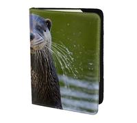ZTPOWQA Animal Cute Brown Otters Print Men Women Passport Travel Document Stylish Secure Wallet Leather Case Accessory