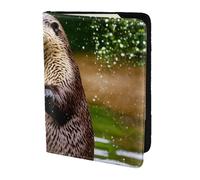 ZTPOWQA Animal Cute Brown Otters Print Men Women Passport Travel Document Stylish Secure Wallet Leather Case Accessory