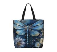 ZTPOWQA Art Blue Dragonfly Print Eco-Friendly Extra-Large Organizer Bag Shoulder Tote Work Shopping Beach Travel