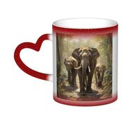ZTPOWQA Asian Elephants Print Starry Sky Color-Changing Heat-Sensitive Ceramic Mug Coffee Anniversary Holiday