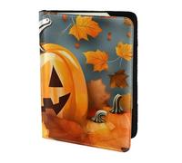 ZTPOWQA Autumn Leaves Thanksgiving Day Pumpkin Print Men Women Passport Travel Document Stylish Secure Wallet Leather Case Accessory