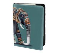 ZTPOWQA Aztec Elephant Pattern Print Men Women Passport Travel Document Stylish Secure Wallet Leather Case Accessory