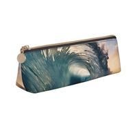 ZTPOWQA Beautiful Ocean Waves Print Adults Triangular Pencil Case Stylish Large-Capacity Pouch Stationery Organizer