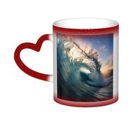ZTPOWQA Beautiful Ocean Waves Print Starry Sky Color-Changing Heat-Sensitive Ceramic Mug Coffee Anniversary Holiday