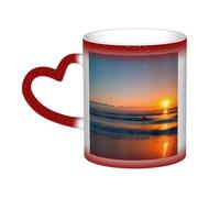 ZTPOWQA Beautiful Sunrise Ocean Print Starry Sky Color-Changing Heat-Sensitive Ceramic Mug Coffee Anniversary Holiday