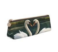 ZTPOWQA Beautiful White Swans On The Lake Print Adults Triangular Pencil Case Stylish Large-Capacity Pouch Stationery Organizer