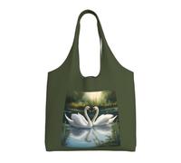 ZTPOWQA Beautiful White Swans On The Lake Print Extra-Large Canvas Tote Bag Eco-Friendly Shoulder Bags Shopping Travel Daily Handbag