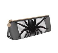 ZTPOWQA Black Spider Print Adults Triangular Pencil Case Stylish Large-Capacity Pouch Stationery Organizer