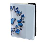 ZTPOWQA Blue Butterflies Print Men Women Passport Travel Document Stylish Secure Wallet Leather Case Accessory