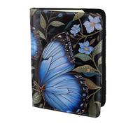 ZTPOWQA Blue Butterflies Print Men Women Passport Travel Document Stylish Secure Wallet Leather Case Accessory