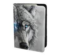 ZTPOWQA Blue Eyes Wolf Print Men Women Passport Travel Document Stylish Secure Wallet Leather Case Accessory