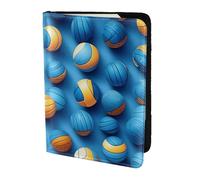 ZTPOWQA Blue Volleyball Print Men Women Passport Travel Document Stylish Secure Wallet Leather Case Accessory