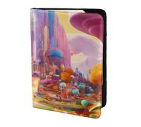 ZTPOWQA Candy Land Print Men Women Passport Travel Document Stylish Secure Wallet Leather Case Accessory