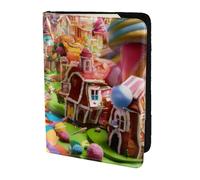 ZTPOWQA Candy Land Print Men Women Passport Travel Document Stylish Secure Wallet Leather Case Accessory