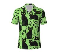 ZTPOWQA Cat Print Print Polo Shirts Short Sleeve Tees Breathable Golf Work Outdoor Activities Casual Wear Black