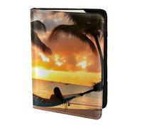 ZTPOWQA Coconut Beach Sunset Hammock Print Men Women Passport Travel Document Stylish Secure Wallet Leather Case Accessory