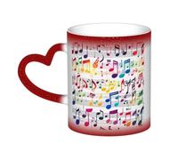 ZTPOWQA Colorful Music Notes Print Starry Sky Color-Changing Heat-Sensitive Ceramic Mug Coffee Anniversary Holiday