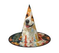 ZTPOWQA Corgi Floral Flowers Spring Garden Print Season Hat Unisex Carnival Party Aaccessory Cosplay Costume Themed Festive Headwear