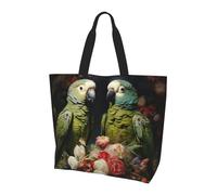 ZTPOWQA Couple Parrots Olive Print Large Capacity Shoulder Bag Unisex Lightweight Tote Casual Outings Daily Travel