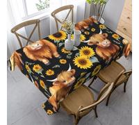 ZTPOWQA Cow Sunflower Farmhouse Print Dining Tablecloth 35x55 In Rectangle Tablecloth Waterproof Reusable Dining Party