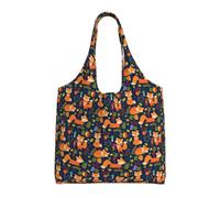 ZTPOWQA Cute Animal Fox Flower Print Extra-Large Canvas Tote Bag Eco-Friendly Shoulder Bags Shopping Travel Daily Handbag