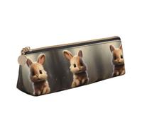 ZTPOWQA Cute Bunny Print Adults Triangular Pencil Case Stylish Large-Capacity Pouch Stationery Organizer