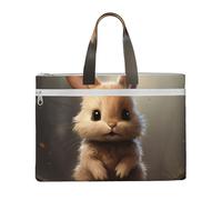ZTPOWQA Cute Bunny Print Foldable Canvas Tote File Bag Document Office Travel Business Meetings Storage Bags
