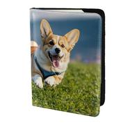 ZTPOWQA Cute Corgi Print Men Women Passport Travel Document Stylish Secure Wallet Leather Case Accessory