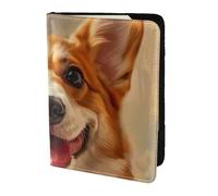 ZTPOWQA Cute Corgi Print Men Women Passport Travel Document Stylish Secure Wallet Leather Case Accessory