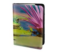 ZTPOWQA Cute Frog Print Men Women Passport Travel Document Stylish Secure Wallet Leather Case Accessory