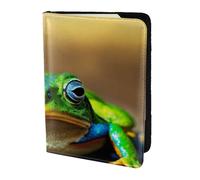 ZTPOWQA Cute Frog Print Men Women Passport Travel Document Stylish Secure Wallet Leather Case Accessory