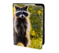 ZTPOWQA Cute Raccoon Print Men Women Passport Travel Document Stylish Secure Wallet Leather Case Accessory