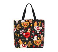 ZTPOWQA Cute Rooster Chickens Print Eco-Friendly Extra-Large Organizer Bag Shoulder Tote Work Shopping Beach Travel