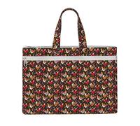 ZTPOWQA Cute Rooster Chickens Print Foldable Canvas Tote File Bag Document Office Travel Business Meetings Storage Bags