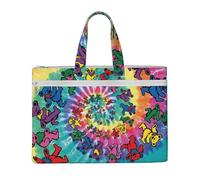 ZTPOWQA Dancing Thanksgiving Bear Print Foldable Canvas Tote File Bag Document Office Travel Business Meetings Storage Bags