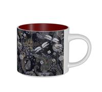 ZTPOWQA Dragonflies Grey Print Men Women Large Capacity Ceramic Mugs Home Office Kitchen Cafe Outdoor Gifting