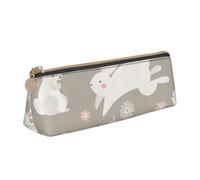 ZTPOWQA Easter Bunny Floral Print Adults Triangular Pencil Case Stylish Large-Capacity Pouch Stationery Organizer