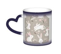 ZTPOWQA Easter Bunny Floral Print Starry Sky Color-Changing Heat-Sensitive Ceramic Mug Coffee Anniversary Holiday