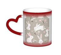 ZTPOWQA Easter Bunny Floral Print Starry Sky Color-Changing Heat-Sensitive Ceramic Mug Coffee Anniversary Holiday
