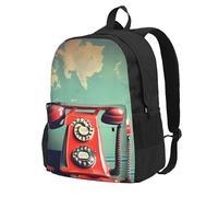 ZTPOWQA England Uk Retro London Telephone Print Adult Backpack Water-Resistant Lightweight Commuters Outdoor Adventurers Picnics