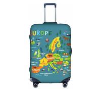 ZTPOWQA Europe Map with Colorful Print Decorative Travel Luggage Cover Concealed Zipper Suitcases Anti Scratch Dustproof