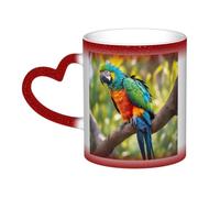 ZTPOWQA Fantastic Parrot Feather Print Starry Sky Color-Changing Heat-Sensitive Ceramic Mug Coffee Anniversary Holiday