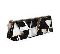 ZTPOWQA Fashion Modern Black White Gold Triangle Print Teenagers Pencil Case Large Capacity High Organizer Bag School Daily Essentials