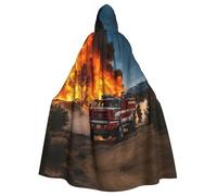 ZTPOWQA Firefighter Fireman Flame Print Unisex Hooded Cloak Cosplay Costume Carnival Masquerade Festivals Themed Parties